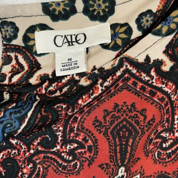 Cato Women Round Neck Printed Paisley 3/4 Sleeves Dress Size M - Picture 3 of 7